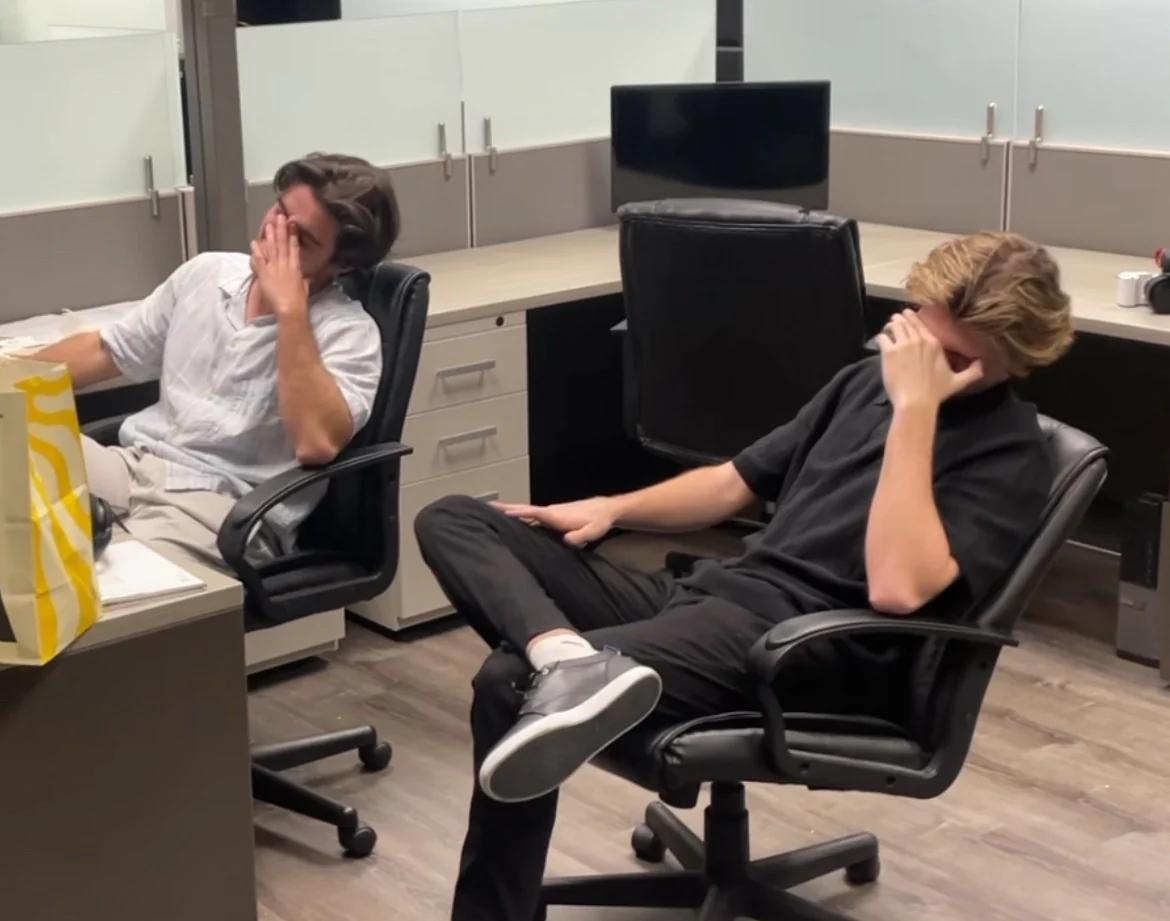 London Leffler in an office with a collaborator during 2026